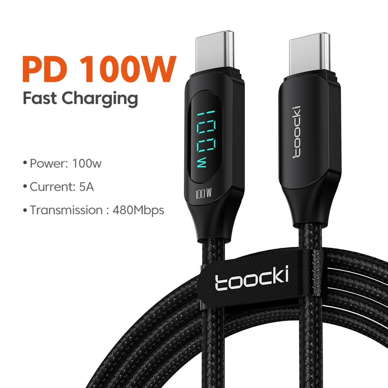 https://johnnywalkerelectronics.com › products › toocki-100w-type-c-to-type-c-cable-pd-fast-charging-charger-usb-c-to-usb-c-display-cable-for-macbook-ipad-data-cord-wire