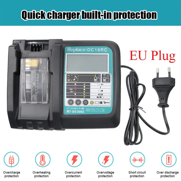 https://johnnywalkerelectronics.com › products › dc18rc-li-ion-battery-charger-for-makita-14-4v-18v-bl1830-bl1430-dc18rf-bl1815-bl1415-lxt400-bcl180w-dc18rd-dc18re-dc18sf-bl1860