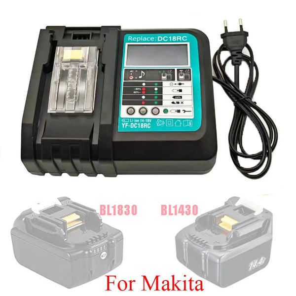 https://johnnywalkerelectronics.com › products › dc18rc-li-ion-battery-charger-for-makita-14-4v-18v-bl1830-bl1430-dc18rf-bl1815-bl1415-lxt400-bcl180w-dc18rd-dc18re-dc18sf-bl1860