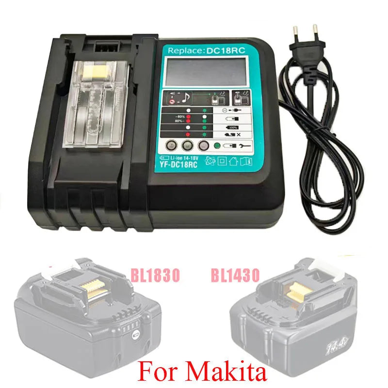 https://johnnywalkerelectronics.com › products › dc18rc-li-ion-battery-charger-for-makita-14-4v-18v-bl1830-bl1430-dc18rf-bl1815-bl1415-lxt400-bcl180w-dc18rd-dc18re-dc18sf-bl1860