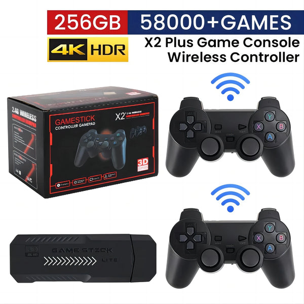 https://johnnywalkerelectronics.com › products › new-x2-plus-game-stick-4k-hd-video-game-console-2-4g-double-wireless-controller-game-stick-for-n64-psp-ps1-gba-2