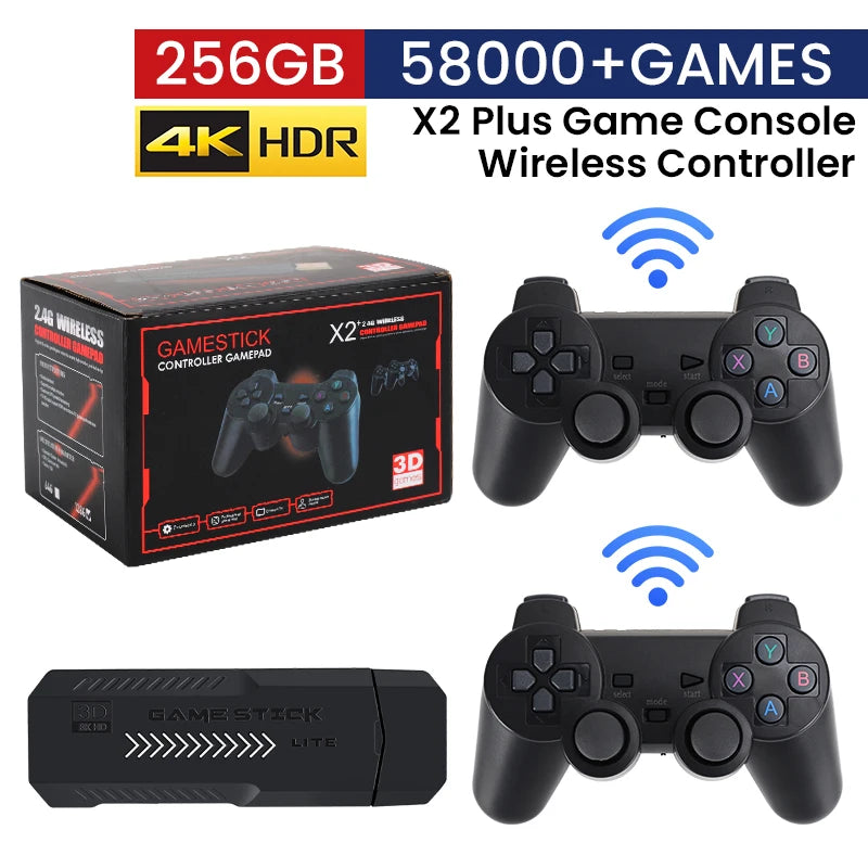 https://johnnywalkerelectronics.com › products › new-x2-plus-game-stick-4k-hd-video-game-console-2-4g-double-wireless-controller-game-stick-for-n64-psp-ps1-gba-1